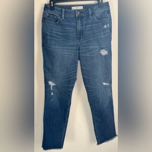 Abercrombie & Fitch Distressed Straight Leg Jeans Size 8 (W29) Raw Hem
